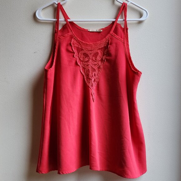 Haute Society Hot Pink Lace Tank Top Size Small - Picture 6 of 12